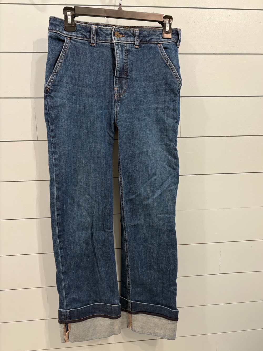Pilcro The Francais Mid-Rise Cuffed Denim Jeans Cotton 27 Straight Slant Pockets